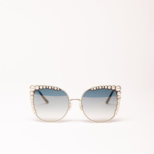 Carolina Herrera Gold Pearl Frame Sunglasses