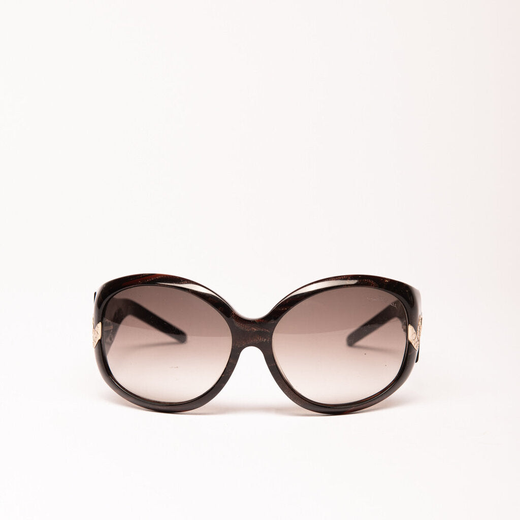 Roberto Cavalli Vintage Black & Brown Reptile Print Oversized Sunglasses