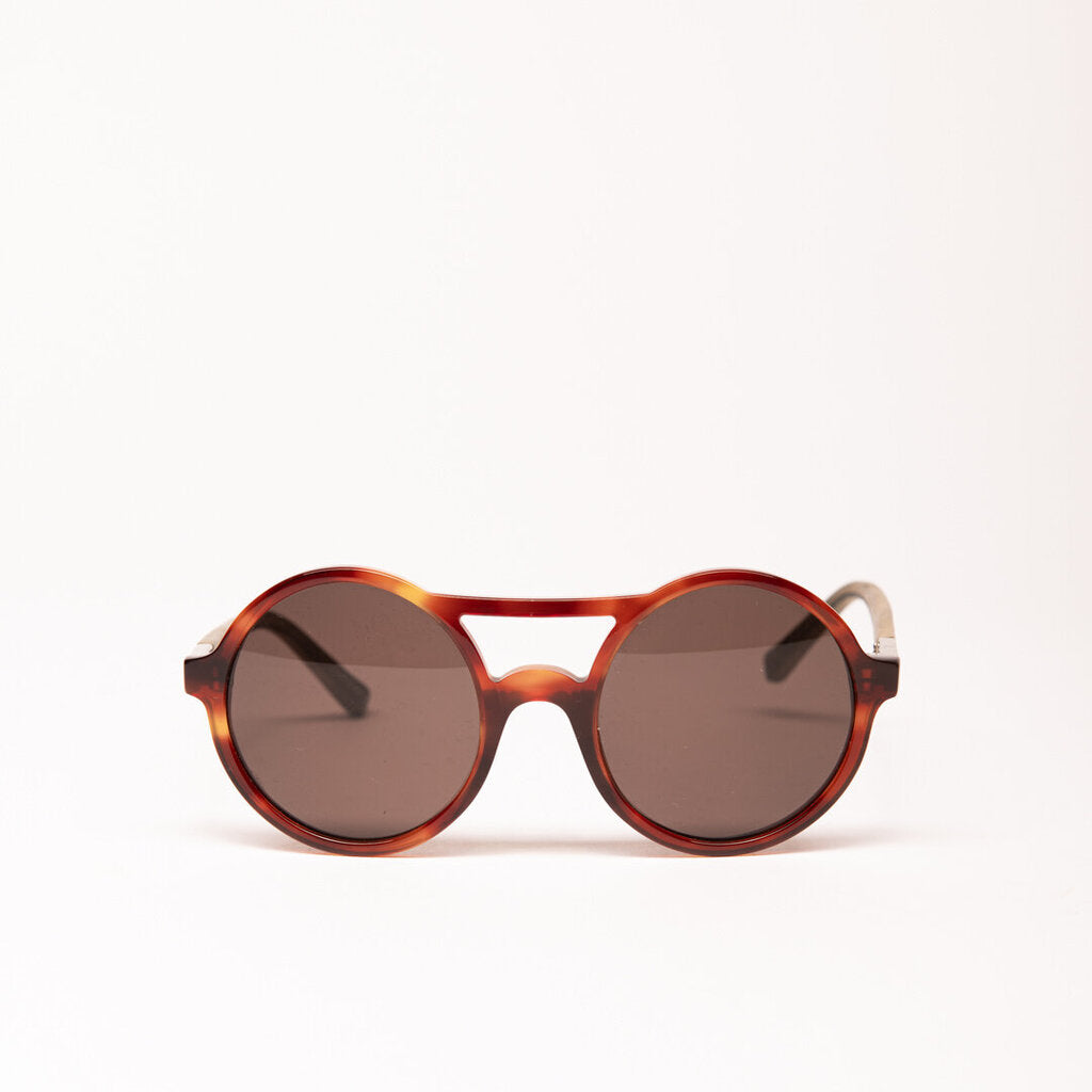 Ferragamo Brown Round Rim Sunglasses