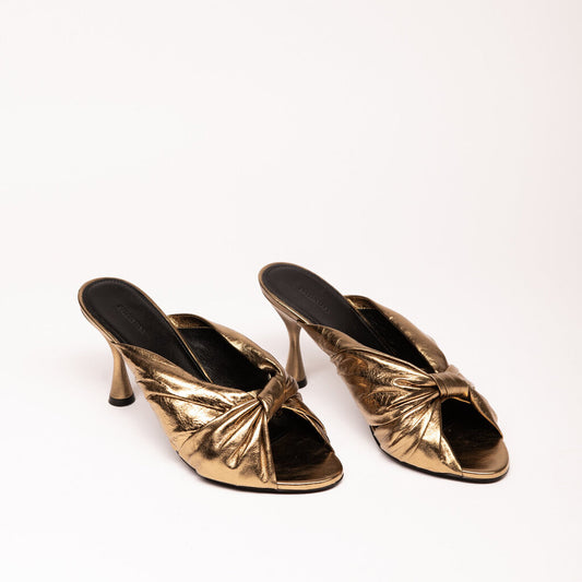 Balenciaga Gold Leather Knot Sandal