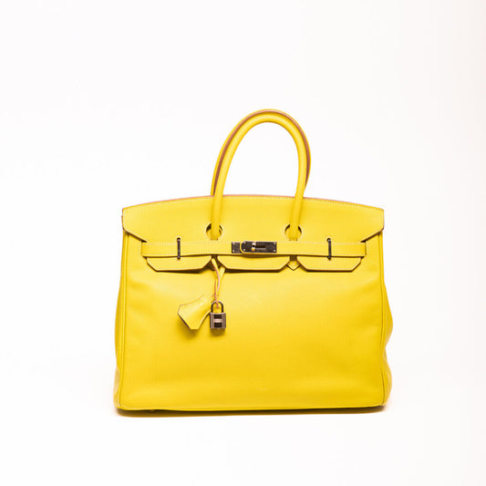Hermes Lime Yellow Epsom Birkin 35 PHW (2011)