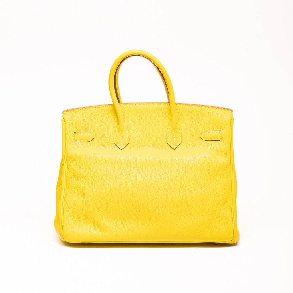 Hermes Yellow Birkin 35 With Palladium Hardware