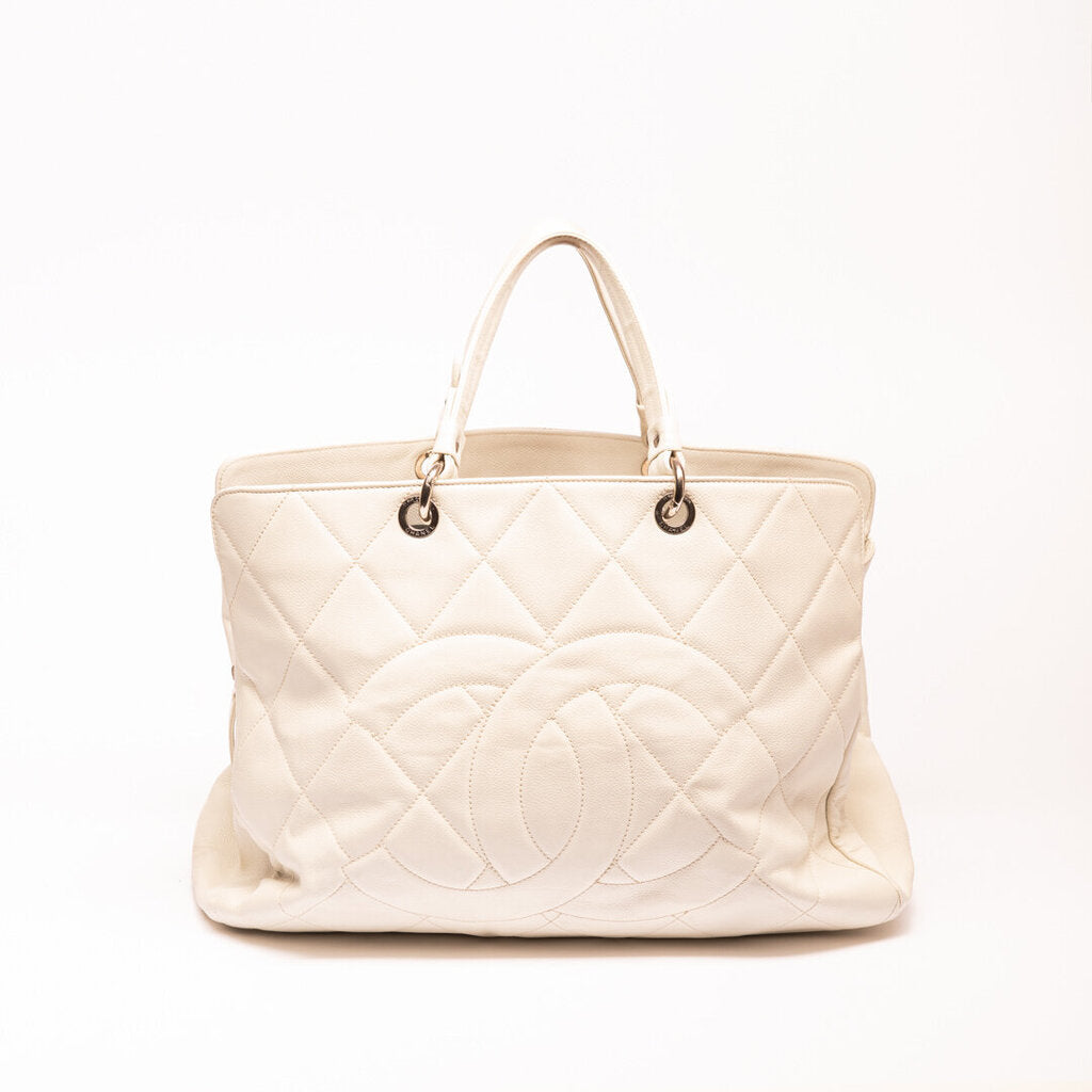 Chanel Cream Leather Large Tote Bag