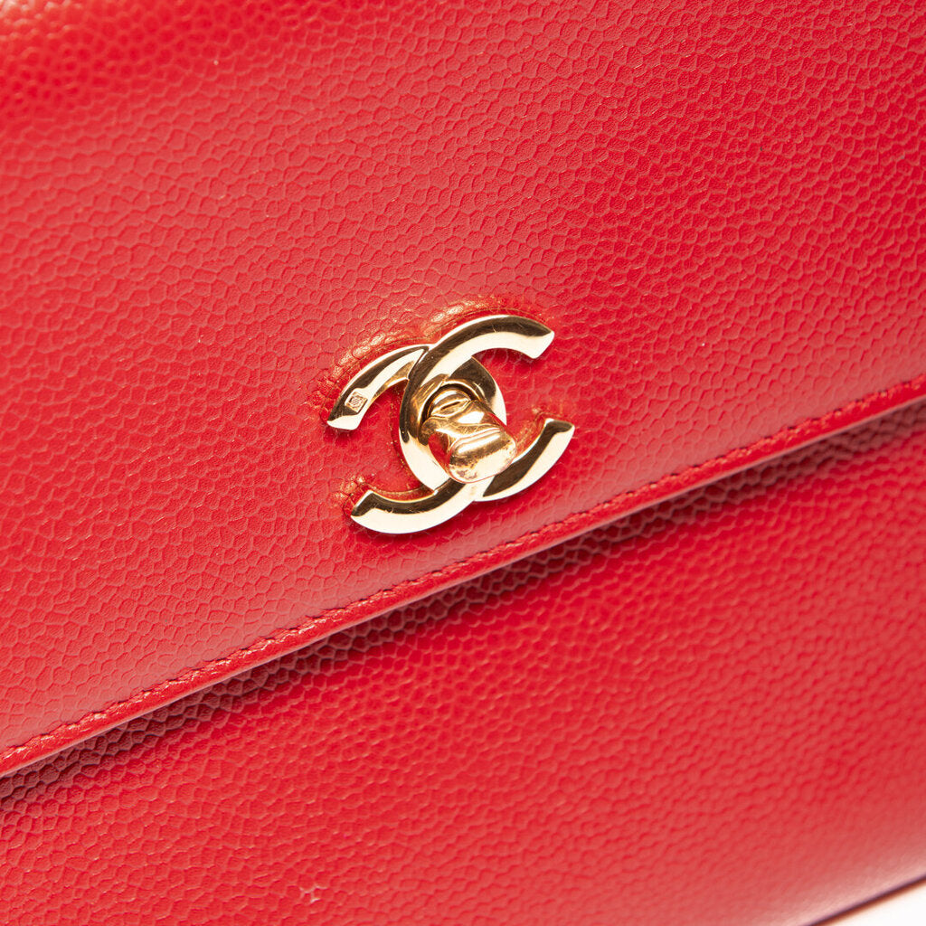 Chanel Red Leather Top Handle Bag