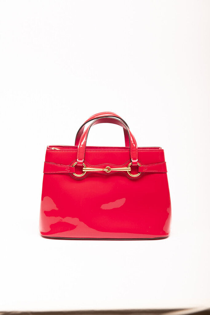 Gucci Red Patent Horsebit 2 Way Tote