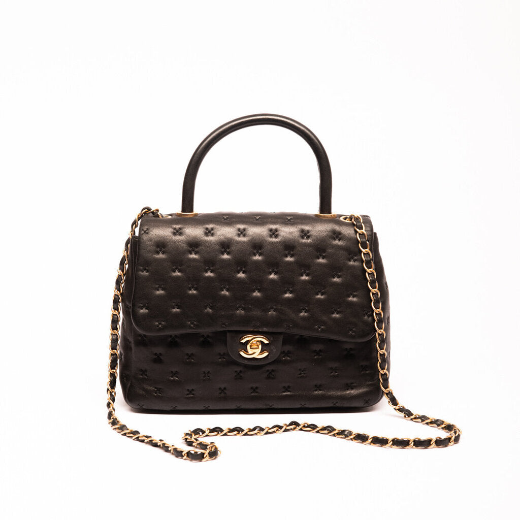Chanel Black Quilted Top Handle Bag