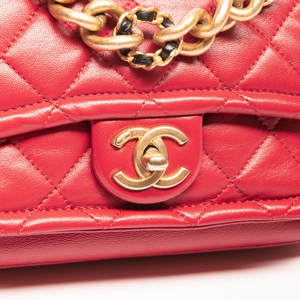 Chanel Red Quilted Mini Crossbody Flap Bag