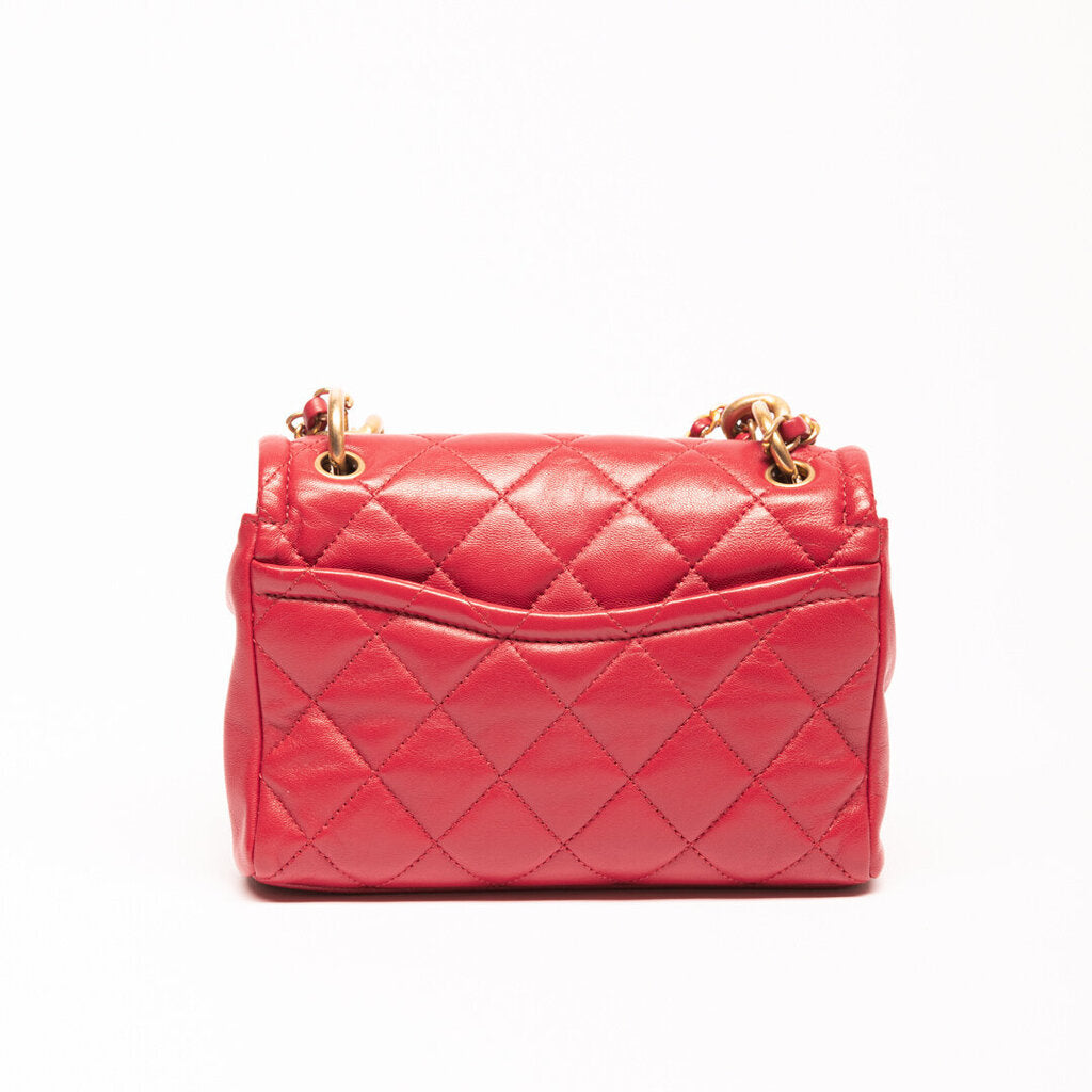 Chanel Red Quilted Mini Crossbody Flap Bag