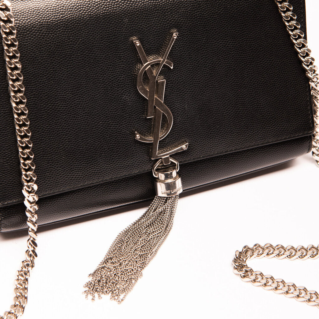 YSL Black Logo Tassel Crossbody