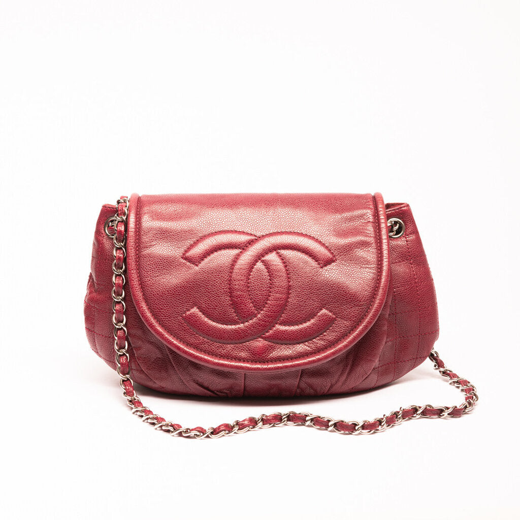 Chanel Burgundy Leather Halfmoon Crossbody