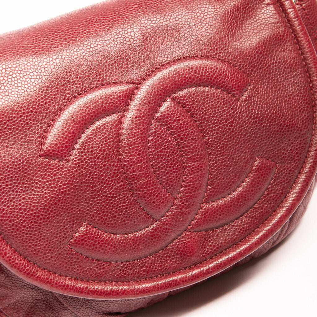 Chanel Burgundy Leather Halfmoon Crossbody