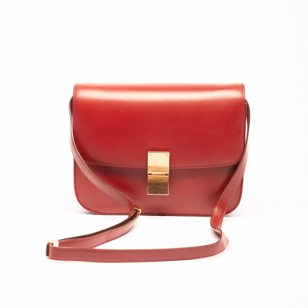 Celine Red Leather Box Bag