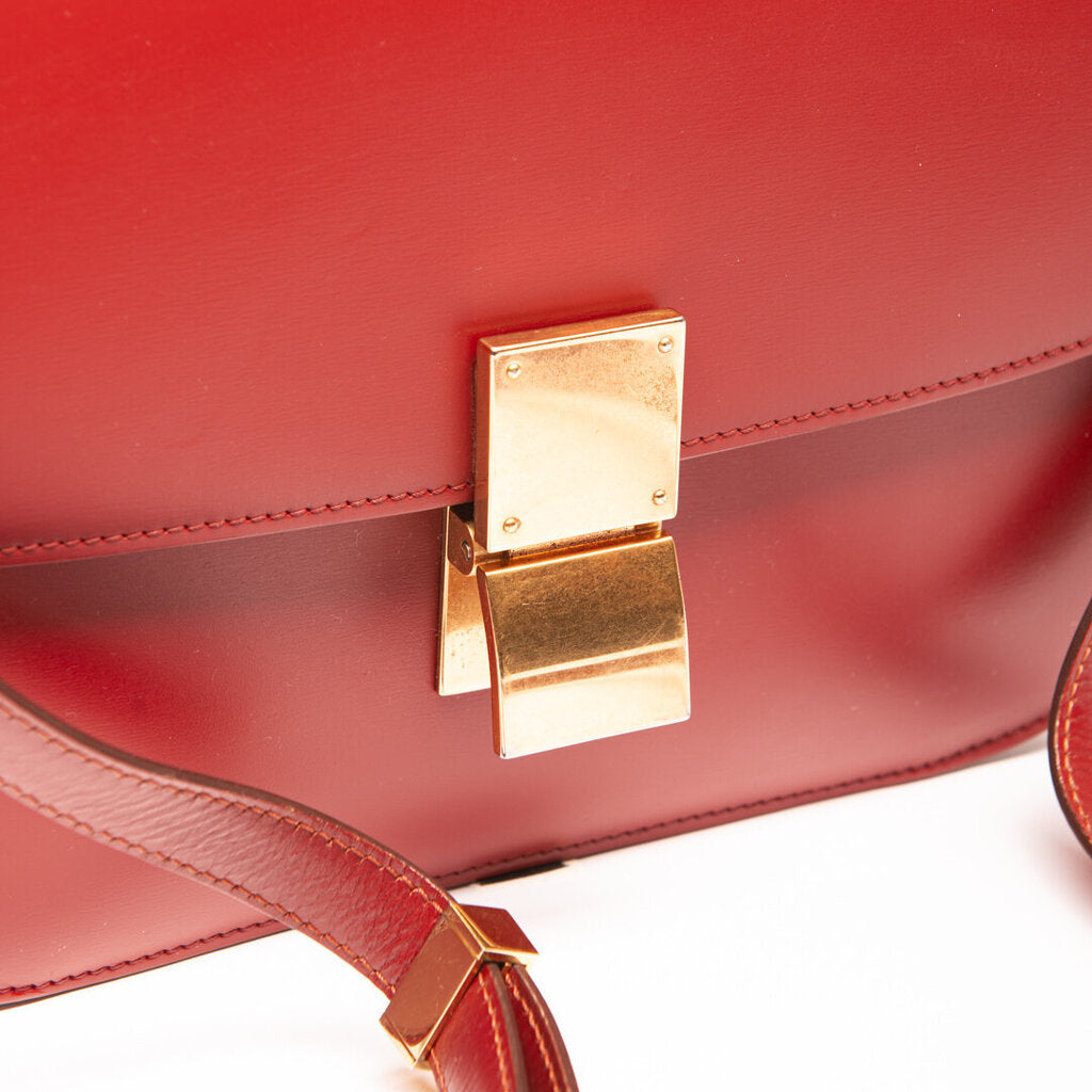 Celine Red Leather Box Bag