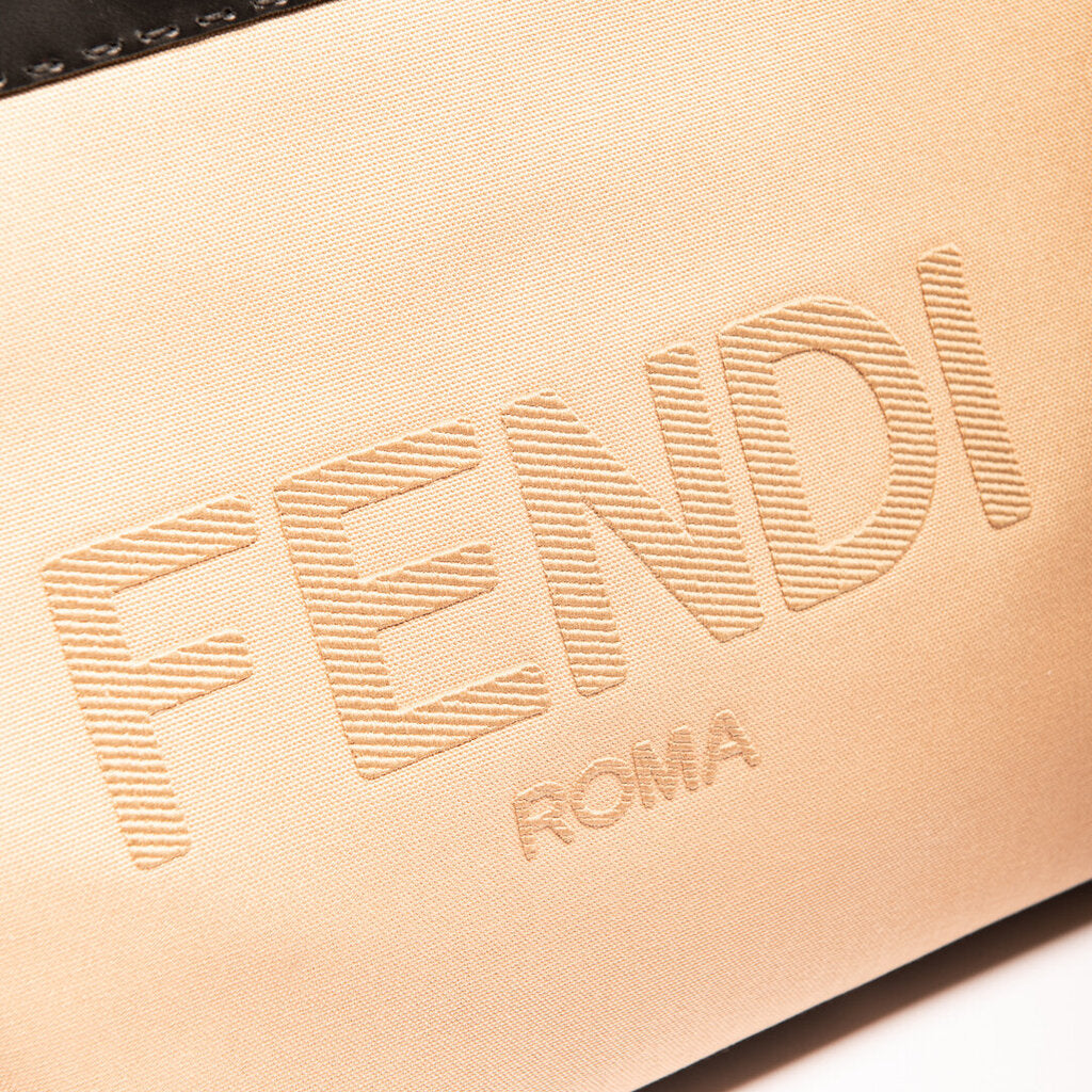 Fendi Black & Tan Canvas Leather Tote Bag
