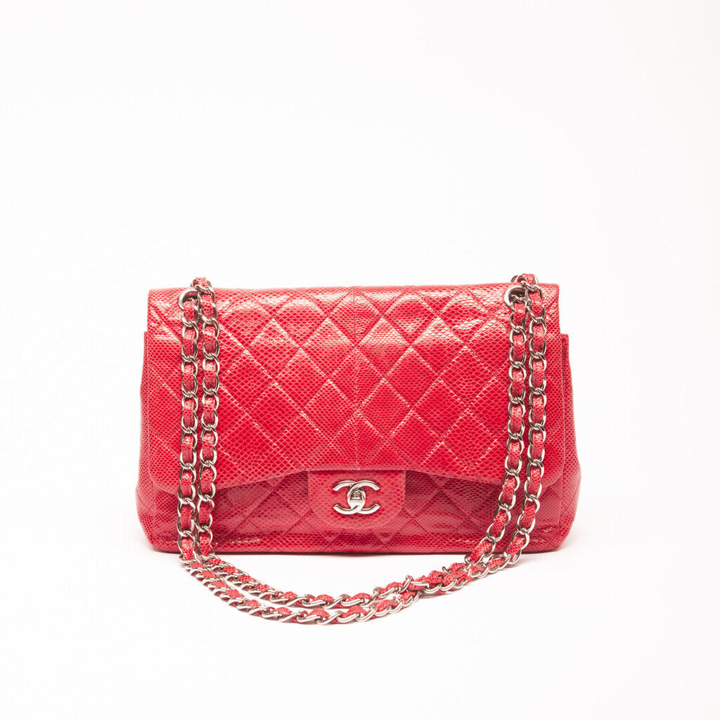 Chanel Red Lizard Skin Flap Bag
