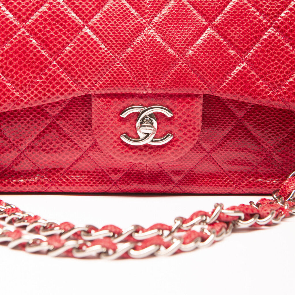 Chanel Red Lizard Skin Flap Bag