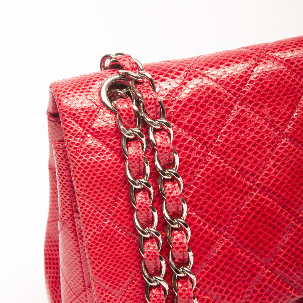 Chanel Red Lizard Skin Flap Bag