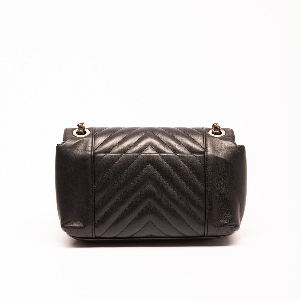 Chanel Black Chevron Leather Flap Bag