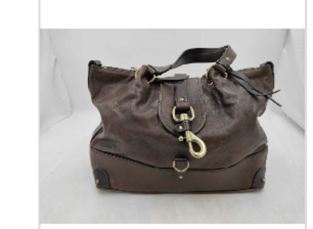 Brown Leather Buckle Clasp Tote