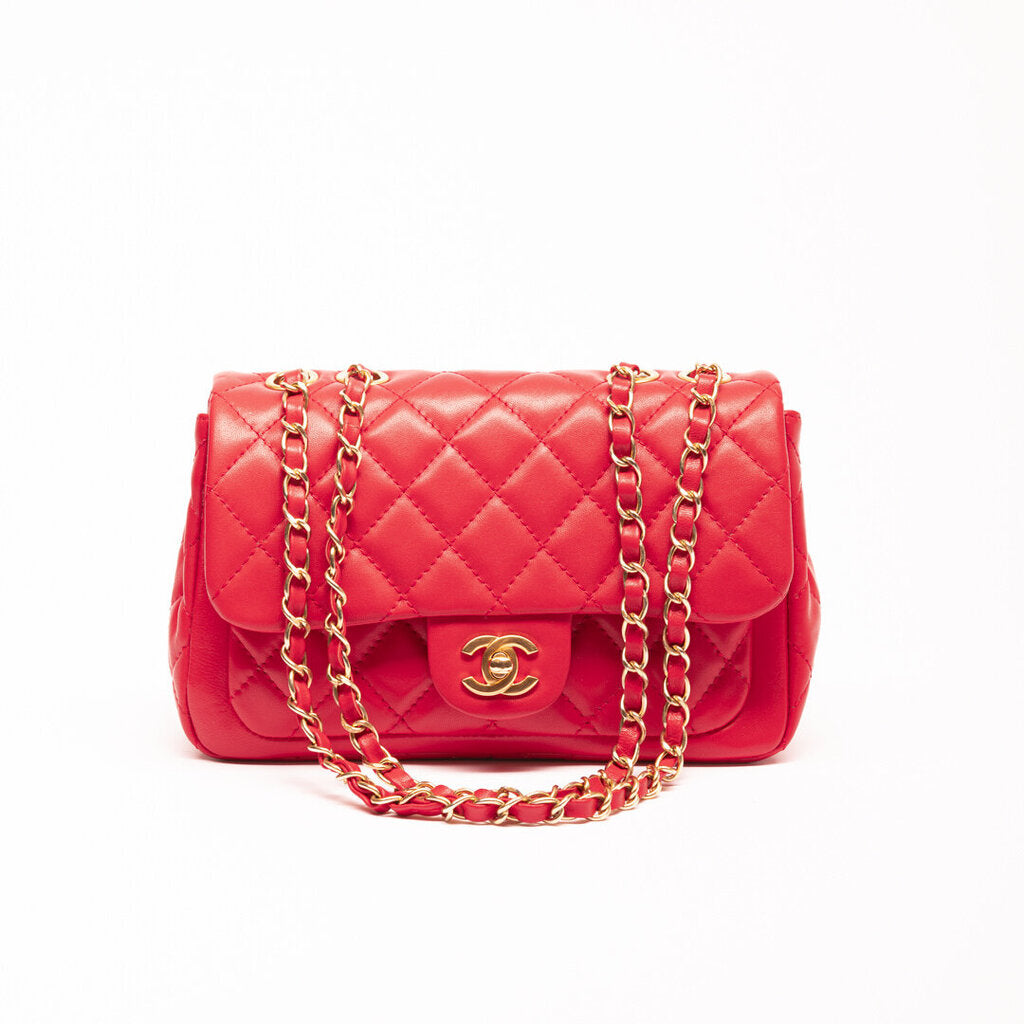 Chanel Red Pillow Flap With Gold Hardware