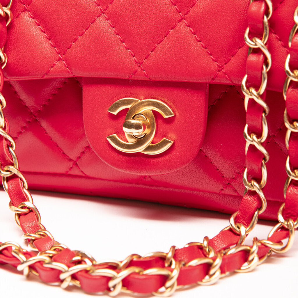 Chanel Red Pillow Flap With Gold Hardware
