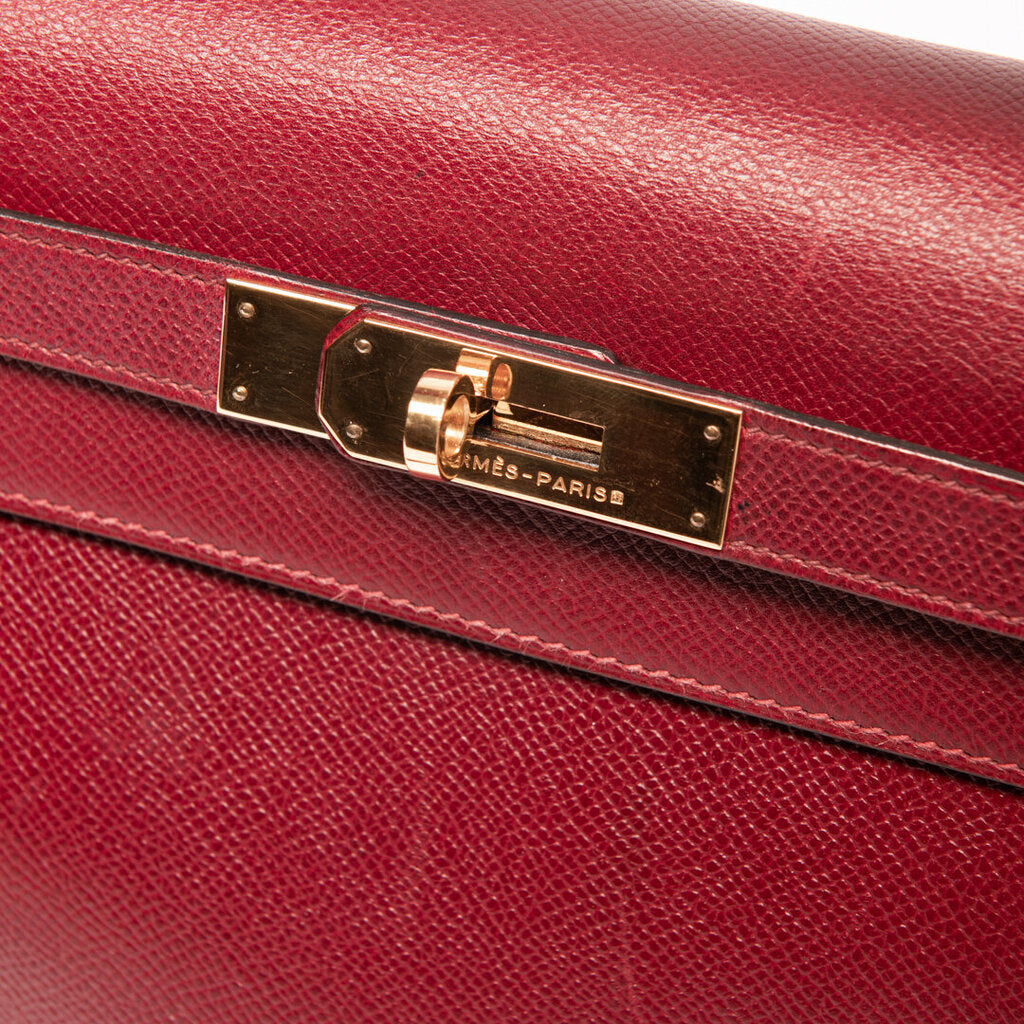 Hermes Rouge Gold Hardware H Kelly 28 (1990)