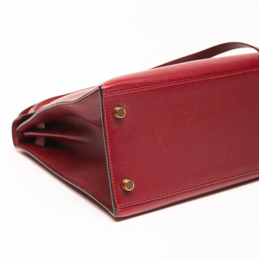 Hermes Rouge Gold Hardware H Kelly 28 (1990)