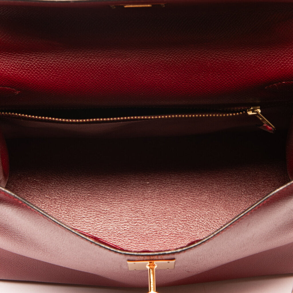 Hermes Rouge Gold Hardware H Kelly 28 (1990)