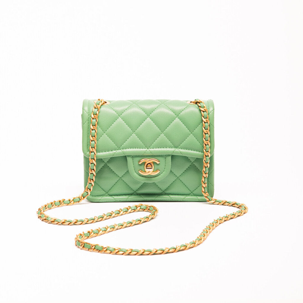 Chanel Pastel Green Caviar Sweet Classic Flap Bag
