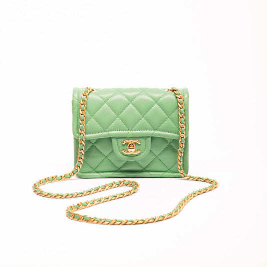 Chanel Pastel Green Caviar Sweet Classic Flap Bag