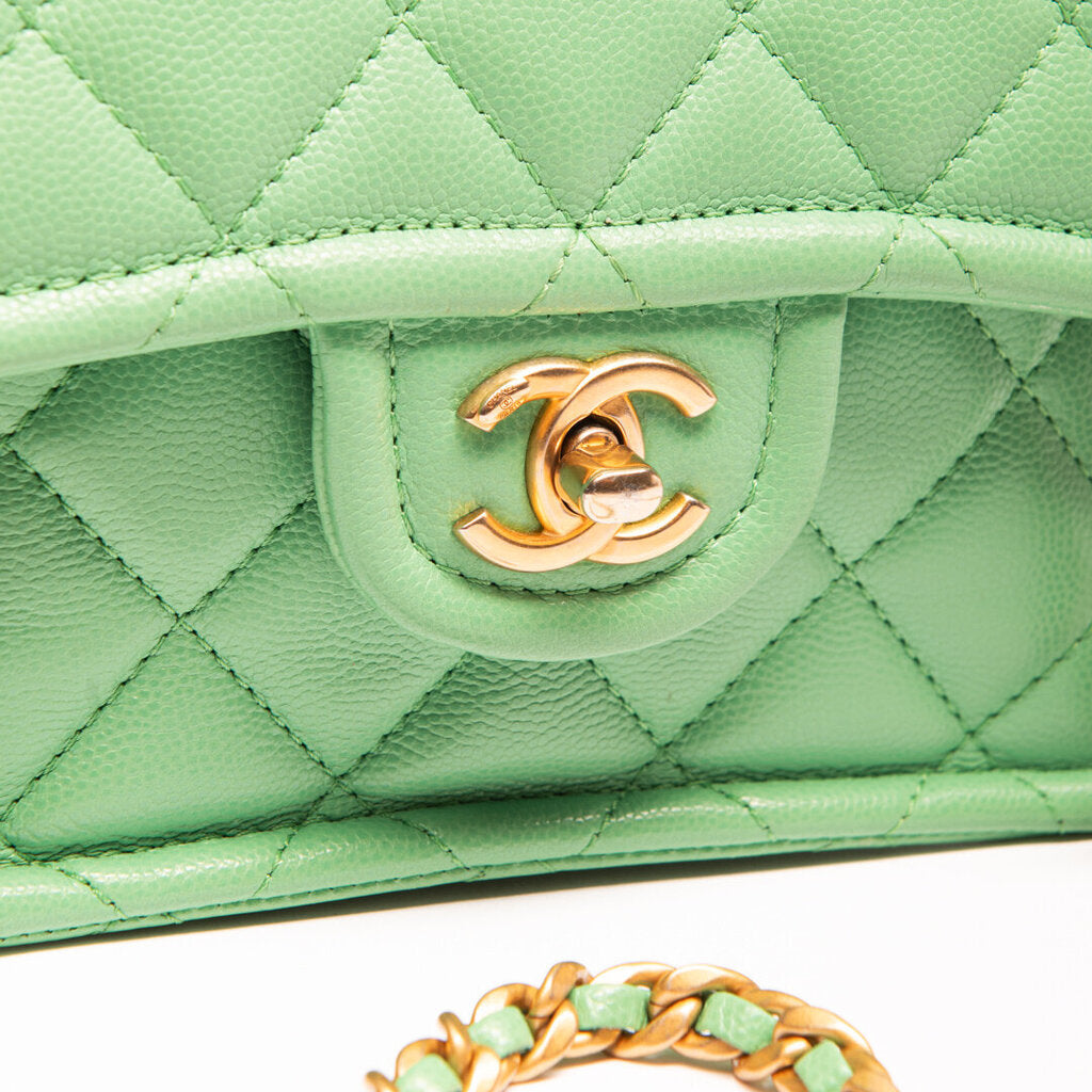 Chanel Pastel Green Caviar Sweet Classic Flap Bag