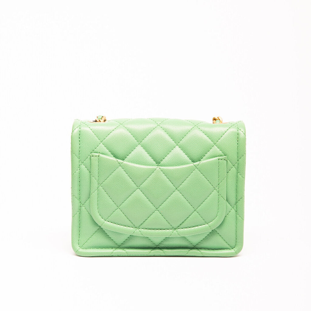 Chanel Pastel Green Caviar Sweet Classic Flap Bag
