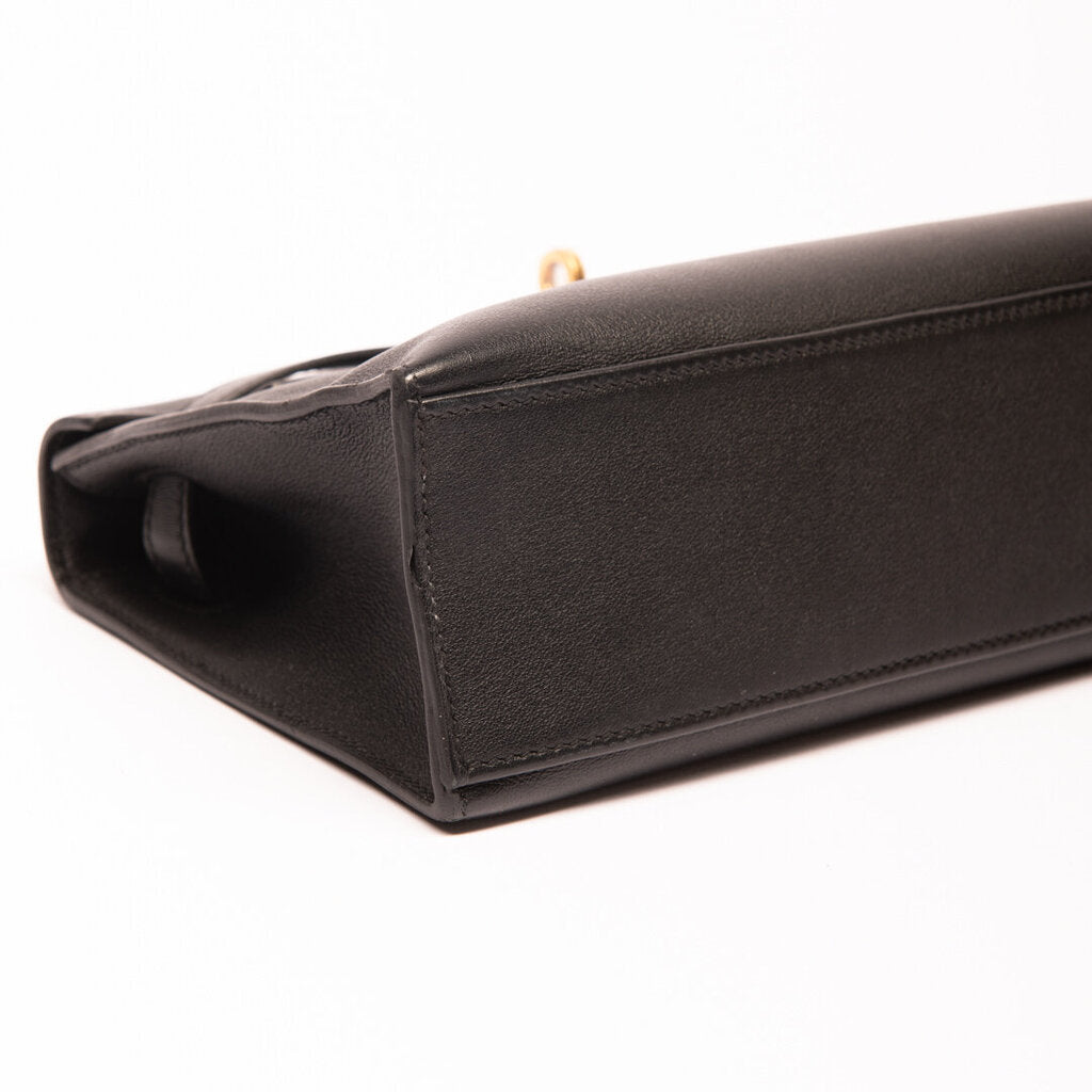 Hermes Black Swift A Stamp Gold Hardware Pochette