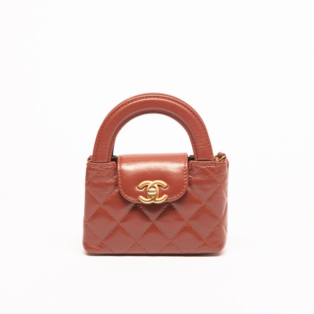 Chanel Brown Nano Kelly Shopper Bag