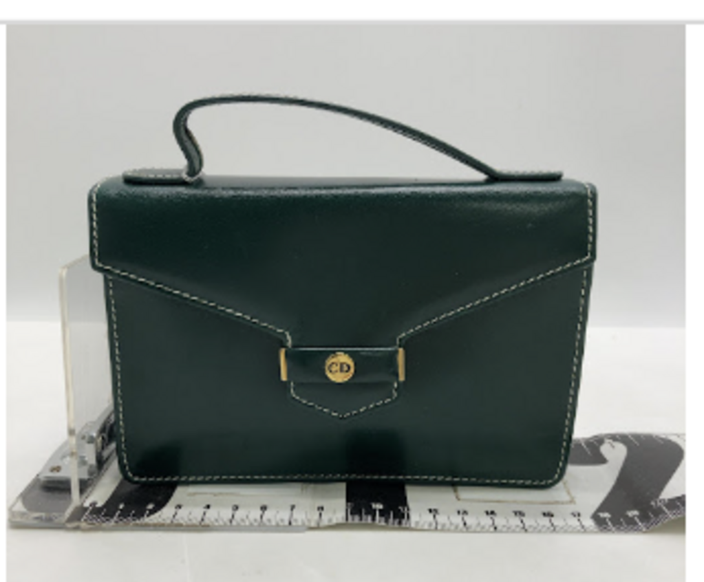Dark Green Leather Top Handle/Clutch