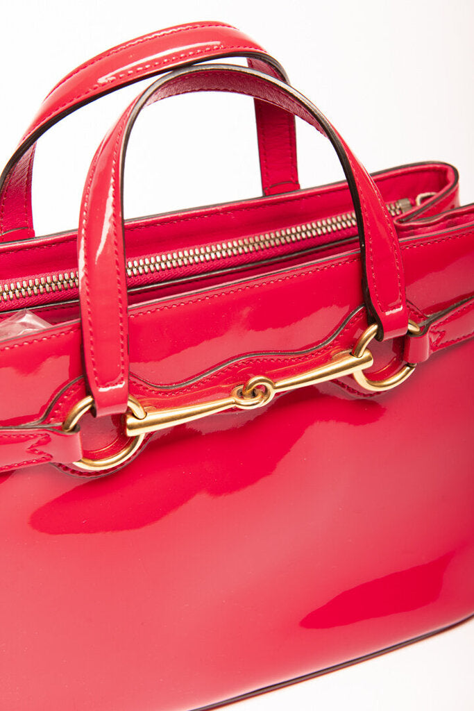 Gucci Red Patent Horsebit 2 Way Tote