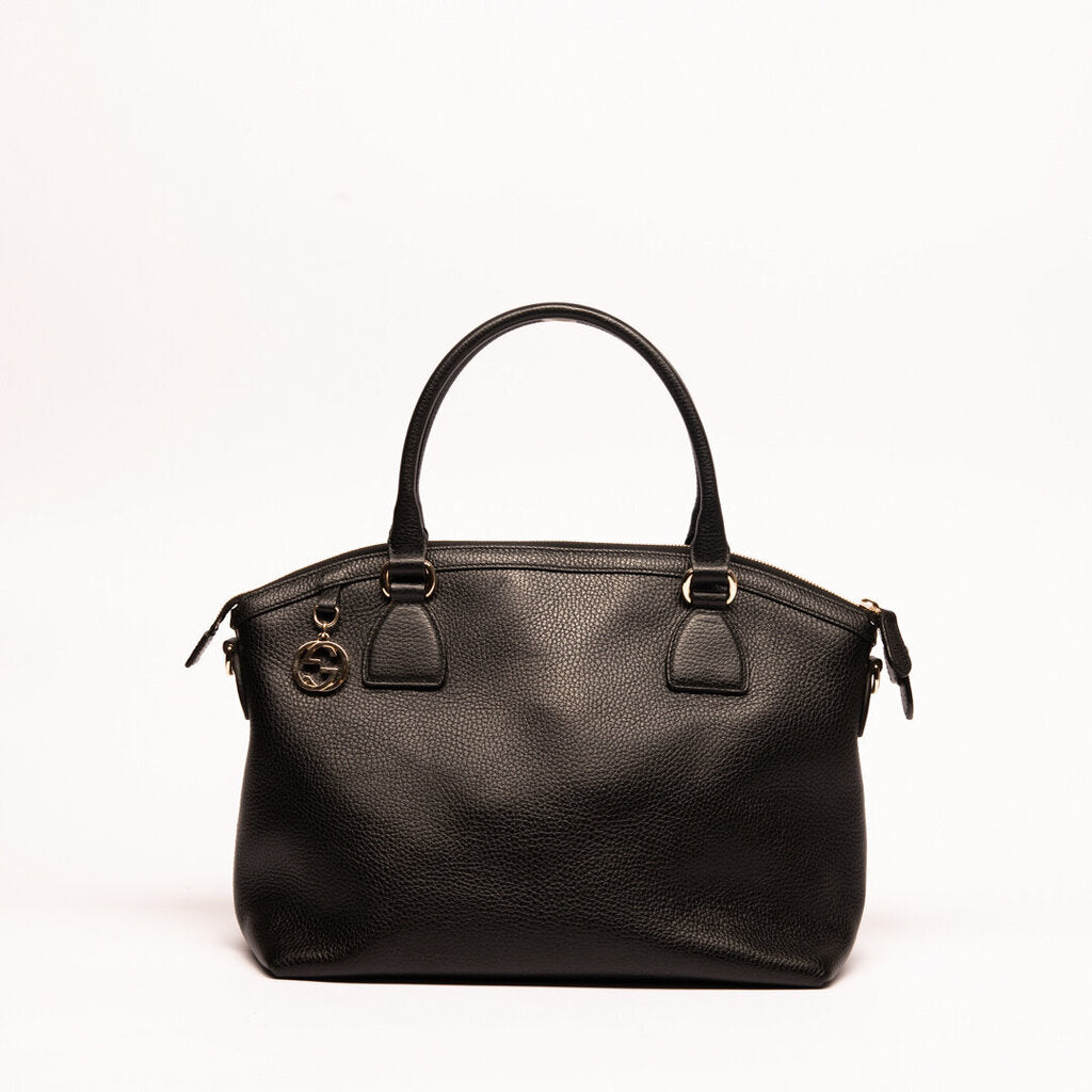 Gucci Black Grained Calfskin 2 Way Bag