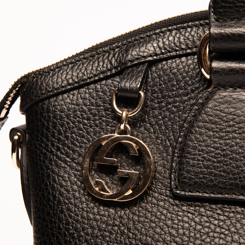 Gucci Black Grained Calfskin 2 Way Bag
