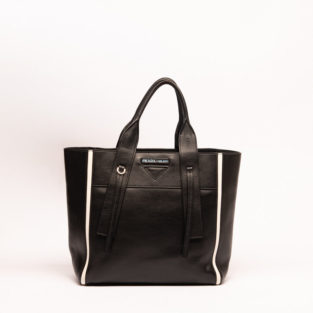 Prada Black Leather Overture Tote Bag