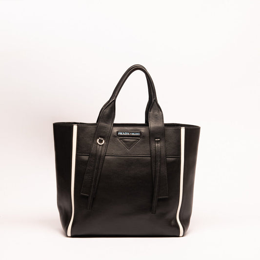 Prada Black Leather Overture Tote Bag