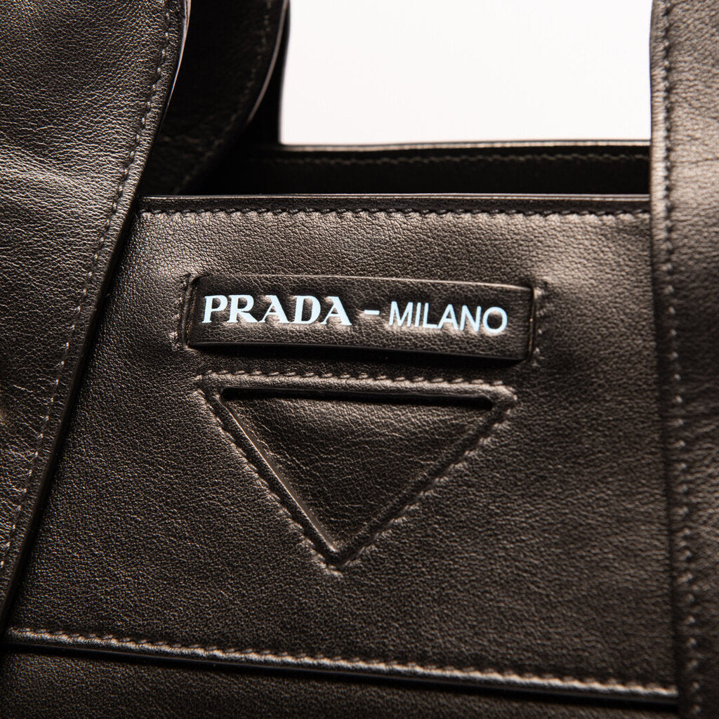 Prada Black Leather Overture Tote Bag