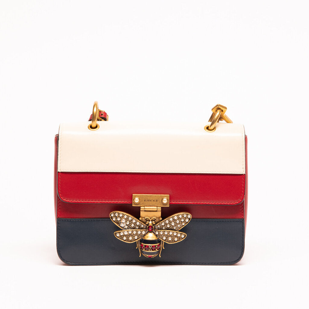 Gucci Red, White & Blue Queen Bee Margaret Bag