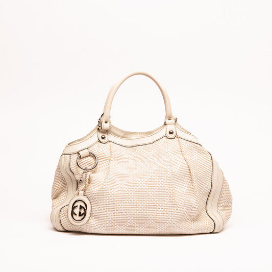 Gucci Cream Logo Leather Tote