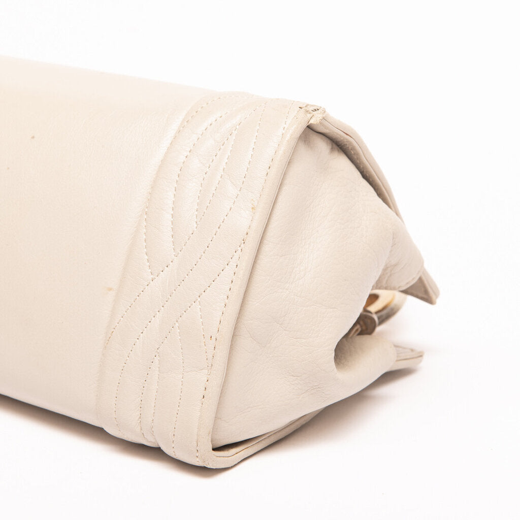 Fendi White Leather East West Shoulder Bag