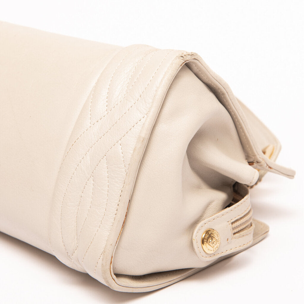 Fendi White Leather East West Shoulder Bag