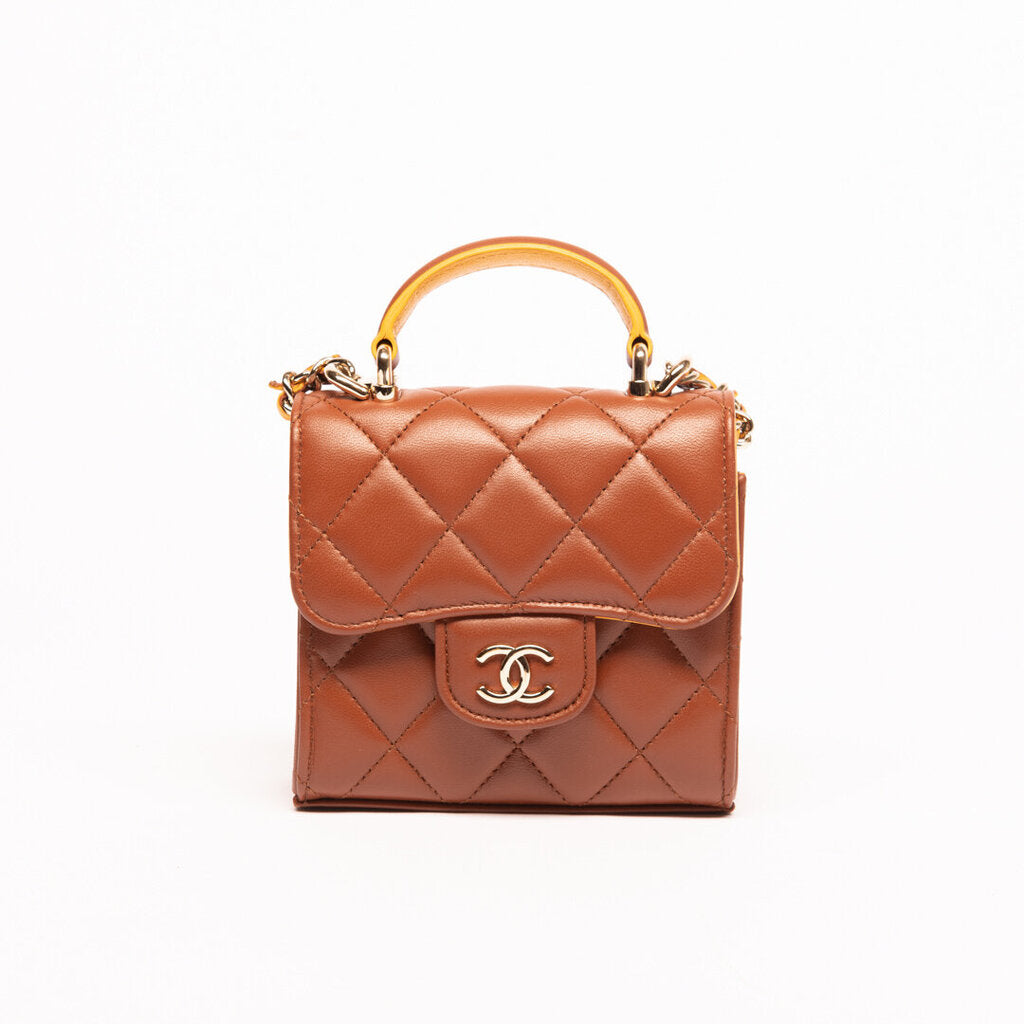Chanel Brown & Yellow Mini Flap Crossbody