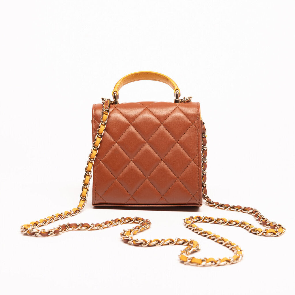 Chanel Brown & Yellow Mini Flap Crossbody