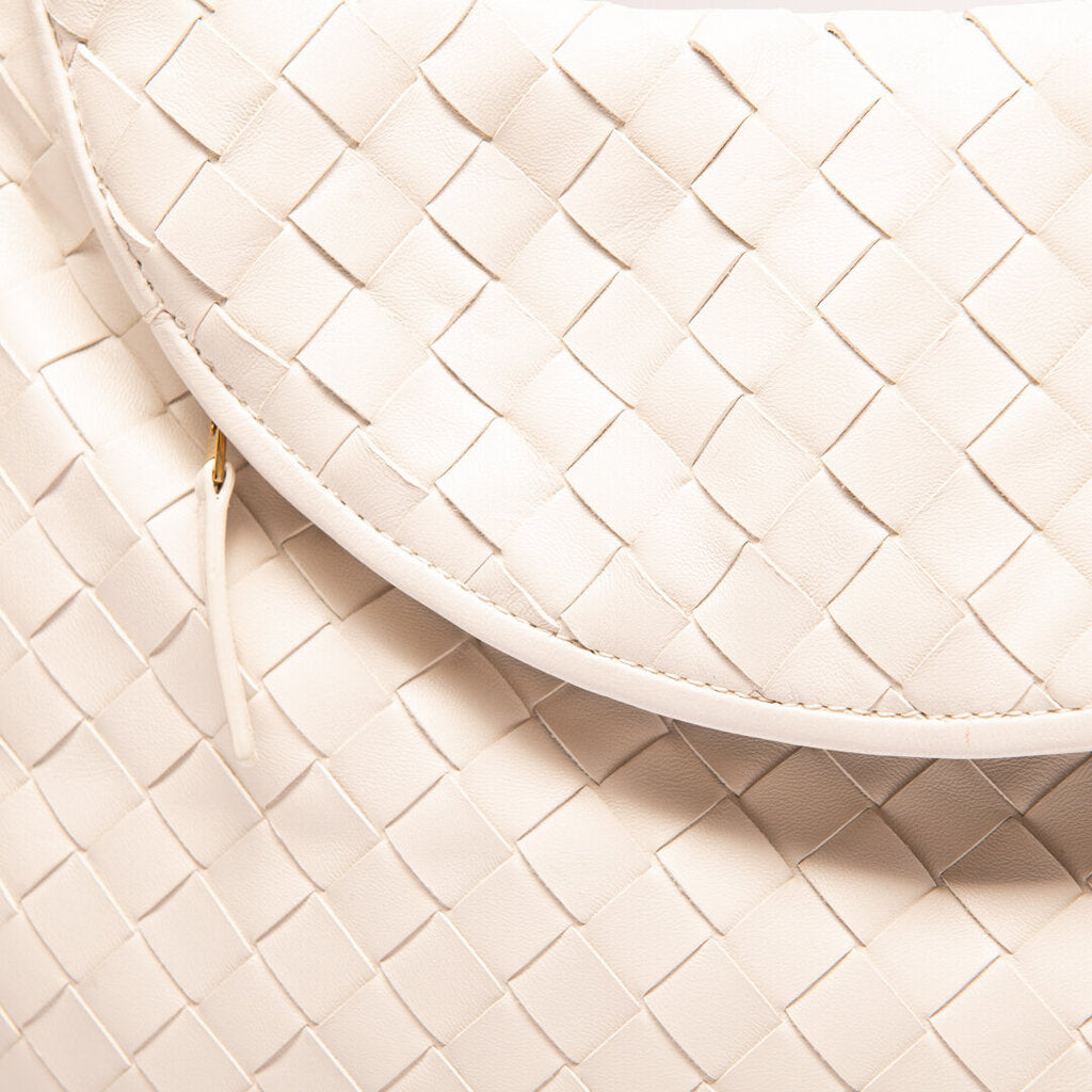 Bottega Veneta White Intrecciato Gold Hardware Large Gemelli Bag
