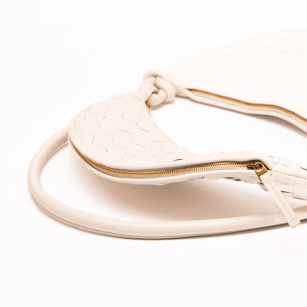 Bottega Veneta White Intrecciato Gold Hardware Large Gemelli Bag