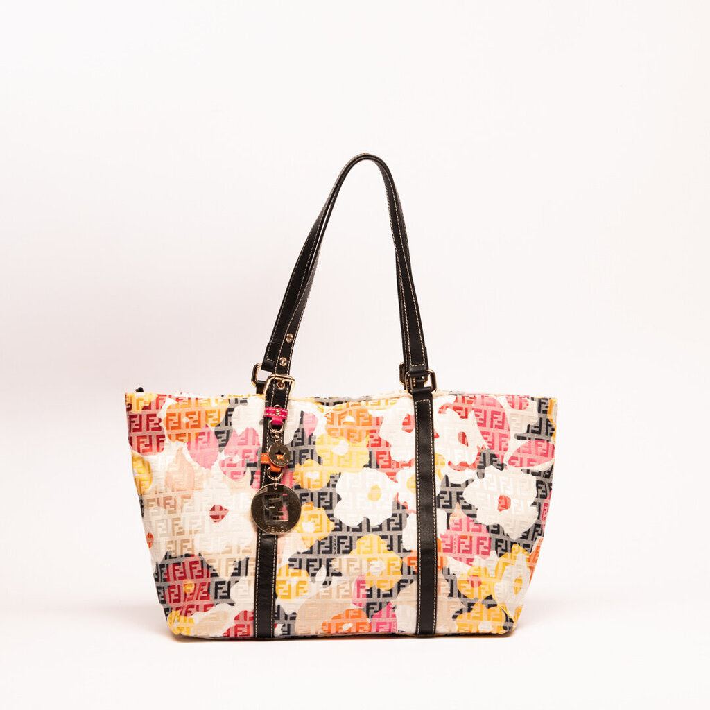 Fendi Zucchino Floral Charm Tote